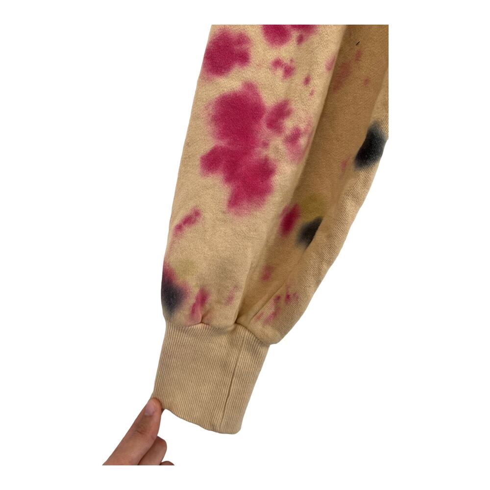 AFRM sweatshirt crop hoodie tie dye cotton tan X-Small XS - Picture 2 of 4